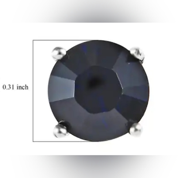 Dark Indigo Crystal Stud Earrings in 925 Sterling Silver 2.65 ct tw 8mm - Picture 6 of 7